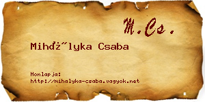 Mihályka Csaba névjegykártya